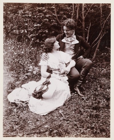 Edward dönemi portre, 19. yüzyıl elbiseli çift by John Pardon