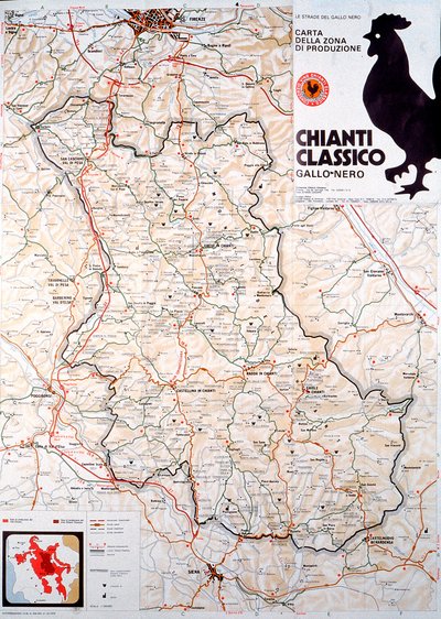 Chianti classico bölgesinin haritası. by Henry Charles Fehr