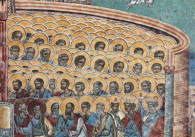 Manastır (manastirea Voronet). Kilise. Dış. Duvar resimleri. Batı Yakası. Detay. by . .