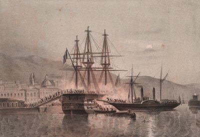 Napoliten Monarca gemisi, Castellammare limanında Tuckery tarafından saldırıya uğradı by William Walcutt