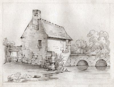 Bir nehir kenarında köylü evi. 1830 dolaylarında (resim) by . .