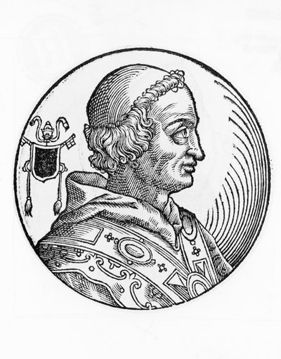 John V (635-686) portresi, 82. Katolik Kilisesi Papası 685, gravür by William Walcutt