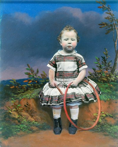 Çemberli bir çocuğun portresi, elle renklendirilmiş ambrotype, c 1860 by Ferdinand Georg Waldmuller