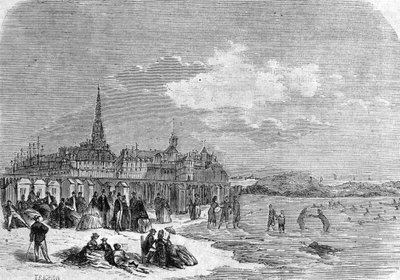Saint Malo sahilinde yıkananların görünümü by . .