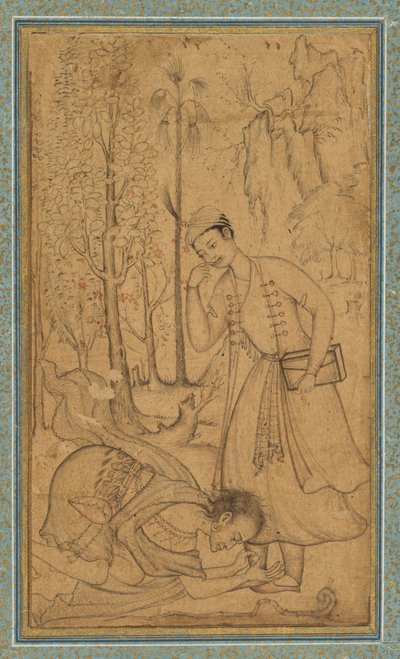 Bir Bilgin Prens Önünde Secde Olan Kutsal Bir Adam, c. 1585, sınır muhtemelen 1700