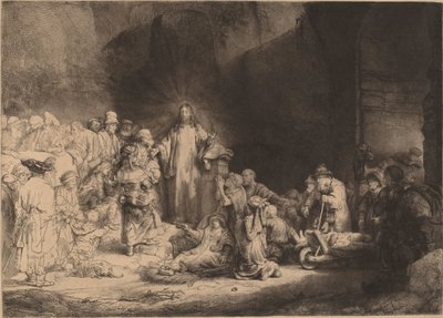 Mesih Vaazı (Yüz Guilder Baskısı) by Rembrandt van Rijn