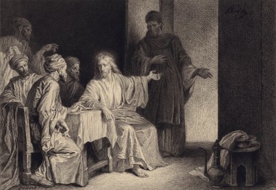 Mesih, Dropsy'den etkilenen Adamı iyileştirir by after Albert Robida