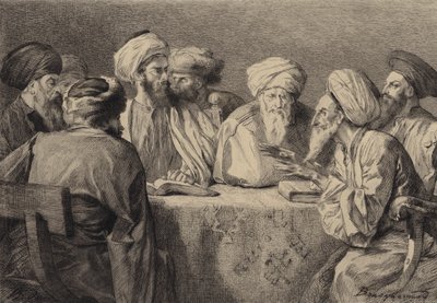Ferisiler ve Herodians Konseyi by after Albert Robida