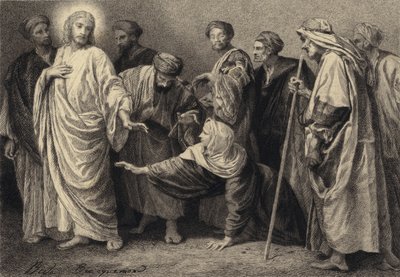 İsa bir Kadını iyileştiriyor by after Albert Robida