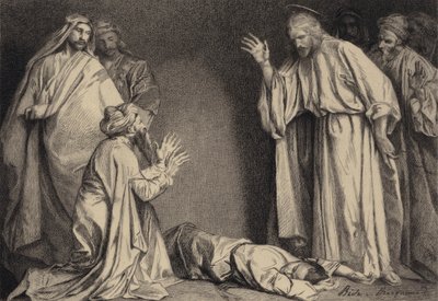İsa, Sahip Olunan Çocuğu iyileştirir by after Albert Robida