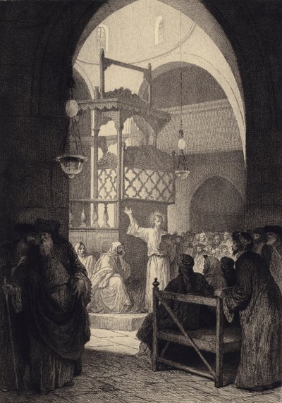 Sinagogdaki İsa by after Albert Robida