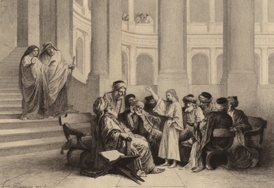 Doktorların ortasında İsa by after Albert Robida