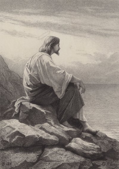 Deniz Kenarında Oturan İsa by after Albert Robida