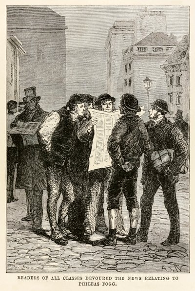 Tüm sınıfların okuyucuları, Jules Verne (1828-1905), Louis Dumont (d.1822) 1873 tarafından kazınmış Seksen Günde Devri Alem