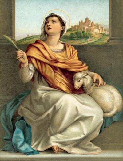 Aziz Agnes (kromolitho) by Andrea del (after) Sarto