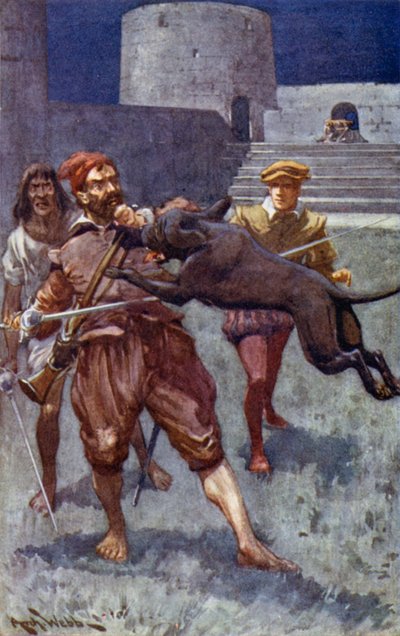 Denizci saldırıyı savuşturmak için sol elini kaldırdı. by after Archibald Bertram Webb