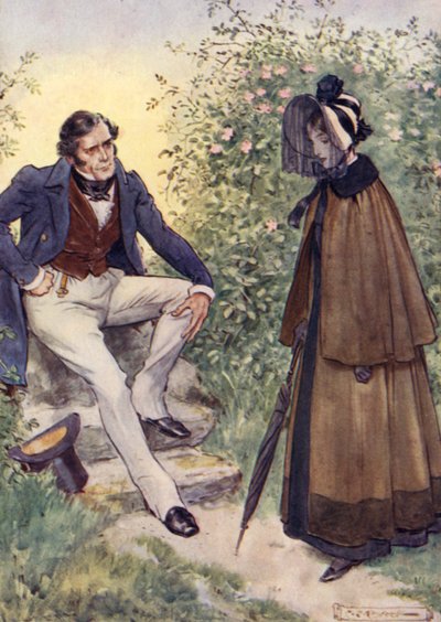 Jane Eyre, stilin yanında Bay Rochester ile tanışıyor by after Charles Edmund Brock