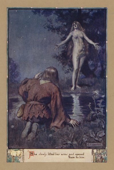 Kollarını yavaşça kaldırdı ve ona açtı. by after Charles Edmund Brock