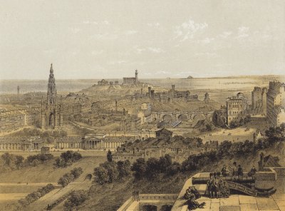Kaleden Edinburgh manzarası (chromolitho) by after David Roberts
