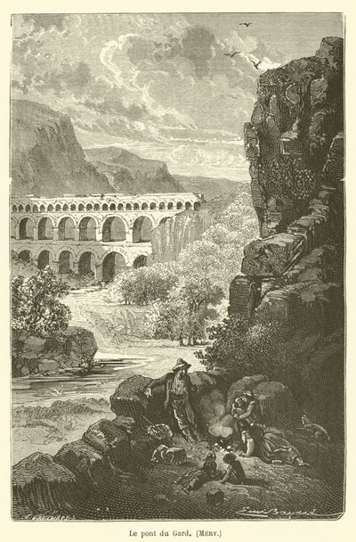 Pont du Gard, Mery by after Emile Antoine Bayard