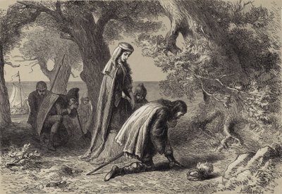 Thorfinn ve Gudrid, Vineland Kıyısında by after Felix Octavius Carr Darley