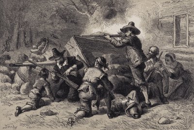 Kızılderililere karşı kendilerini savunan Virginialılar by after Felix Octavius Carr Darley