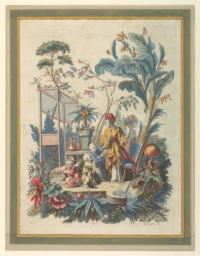 Çin Tarzı Sahnelerin 7. Plakası by after Francois Boucher