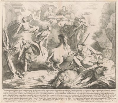 1742 Chinea için Prima Macchina: Neptün ve Minerva Yarışması by after François Hutin Miguel de Sorellò