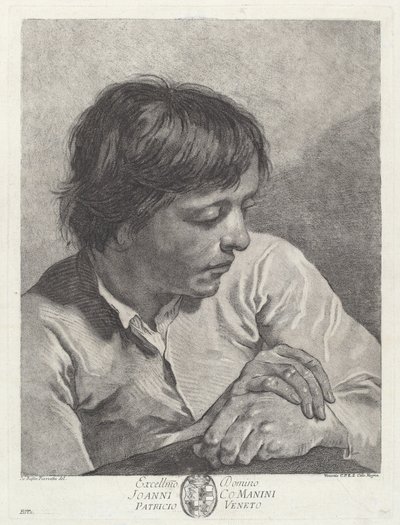 Elleri çapraz olan genç bir adam by after Giovanni Battista Piazzetta Pietro Scattaglia and Innocente Alessandri