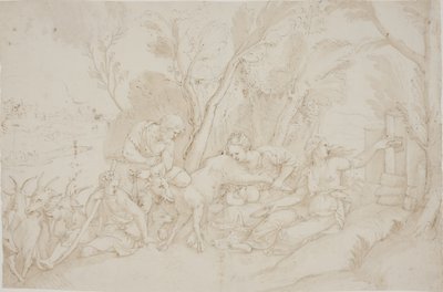 Jüpiter dişi keçi Amalthea tarafından emzirildi by after Giulio Romano