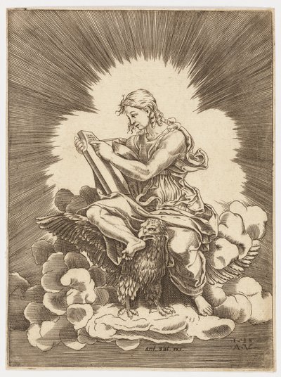 Aziz John, kartalın üzerine oturmuş yazı by after Giulio Romano