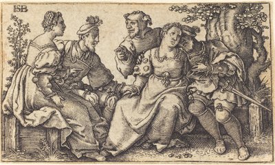 Palyaço ile iki sevgi dolu çift by after Hans Sebald Beham