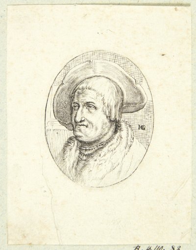 Şapkalı yaşlı adamın fantezi portresi by after Hendrick Goltzius