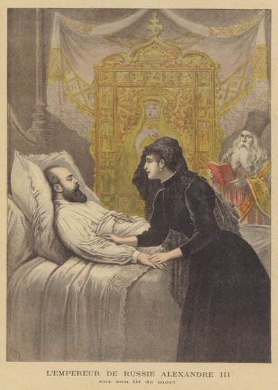 Rusya Çarı III. Aleksandr ölüm döşeğinde by after Henri Meyer