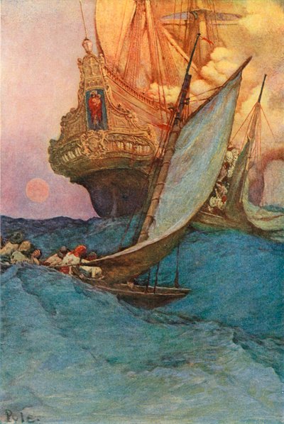 Bir kalyona saldırı by after Howard Pyle