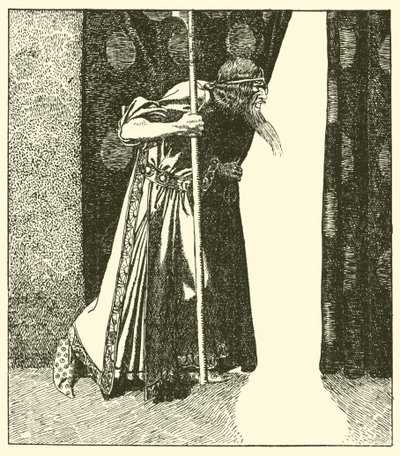 King Mark yaramazlık yapıyor by after Howard Pyle