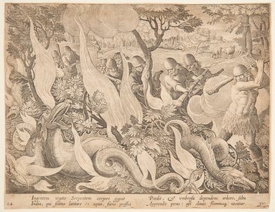 Ateşle yılanlarla savaşmak by after Jan van der Straet, called Stradanus