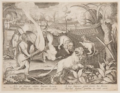 aslan tuzağı by after Jan van der Straet, called Stradanus