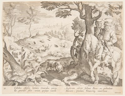 tavşan avı by after Jan van der Straet, called Stradanus