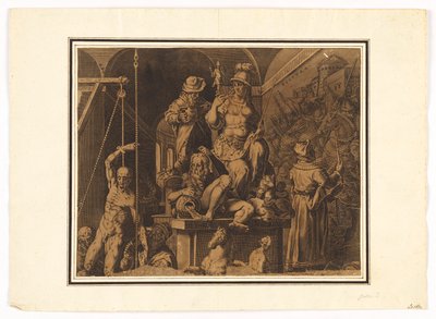 Görsel Sanatlar Uygulayıcıları (yırtık kağıdın üst yarısı) by after Jan van der Straet, called Stradanus