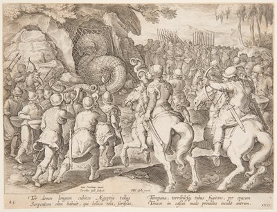 Yılanı tuzağa düşürmek by after Jan van der Straet, called Stradanus