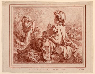 Oturan Çoban Köpekle Oynuyor by after Jean Baptiste Huet