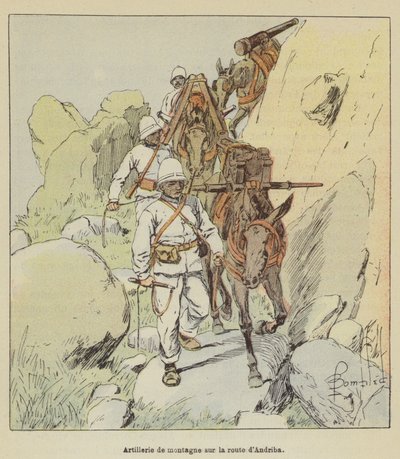 Andriba yolunda dağ topçusu by after Louis Charles Bombled