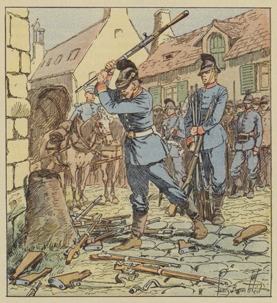Aydes banliyösünde, Bavyeralı bir astsubay şatoları kırıyor by after Louis Charles Bombled
