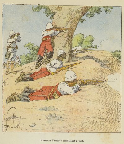 Afrikalı avcılar yaya olarak savaşıyor by after Louis Charles Bombled
