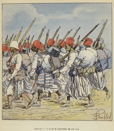 Yürüyüşte Hausa avcı erleri sütunu by after Louis Charles Bombled