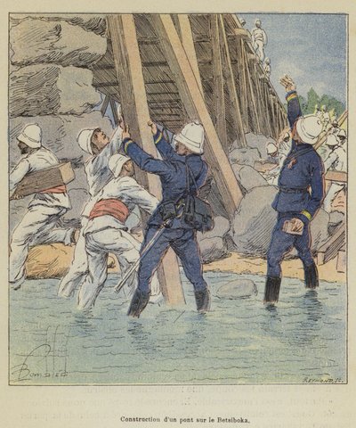Betsiboka üzerinde bir köprü inşaatı by after Louis Charles Bombled