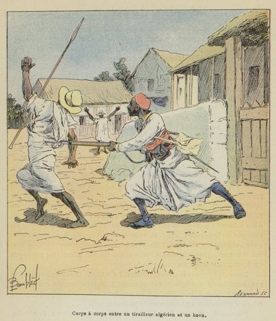 Cezayirli bir tüfek ve bir hova arasındaki yakın dövüş by after Louis Charles Bombled