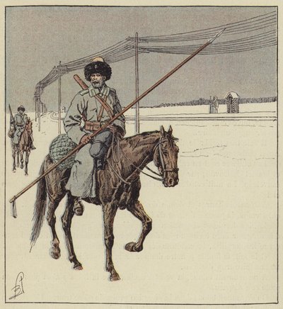 Trans-Sibirya demiryolunu koruyan Aşk Kazakları by after Louis Charles Bombled