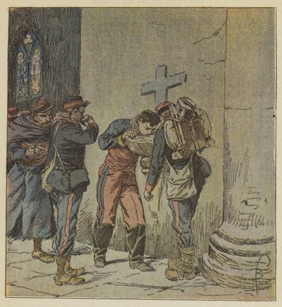 Villiers kilisesinde susuzluktan ölen Fransız mahkumlar kutsal su kaynağının içeriğini paylaşıyor by after Louis Charles Bombled